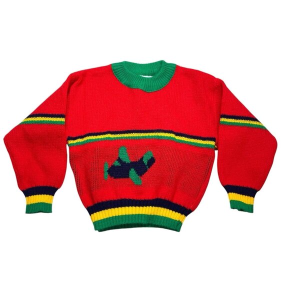Vintage McDonalds McKids Airplane Knit Sweater Boys Size 2T - Picture 1 of 9